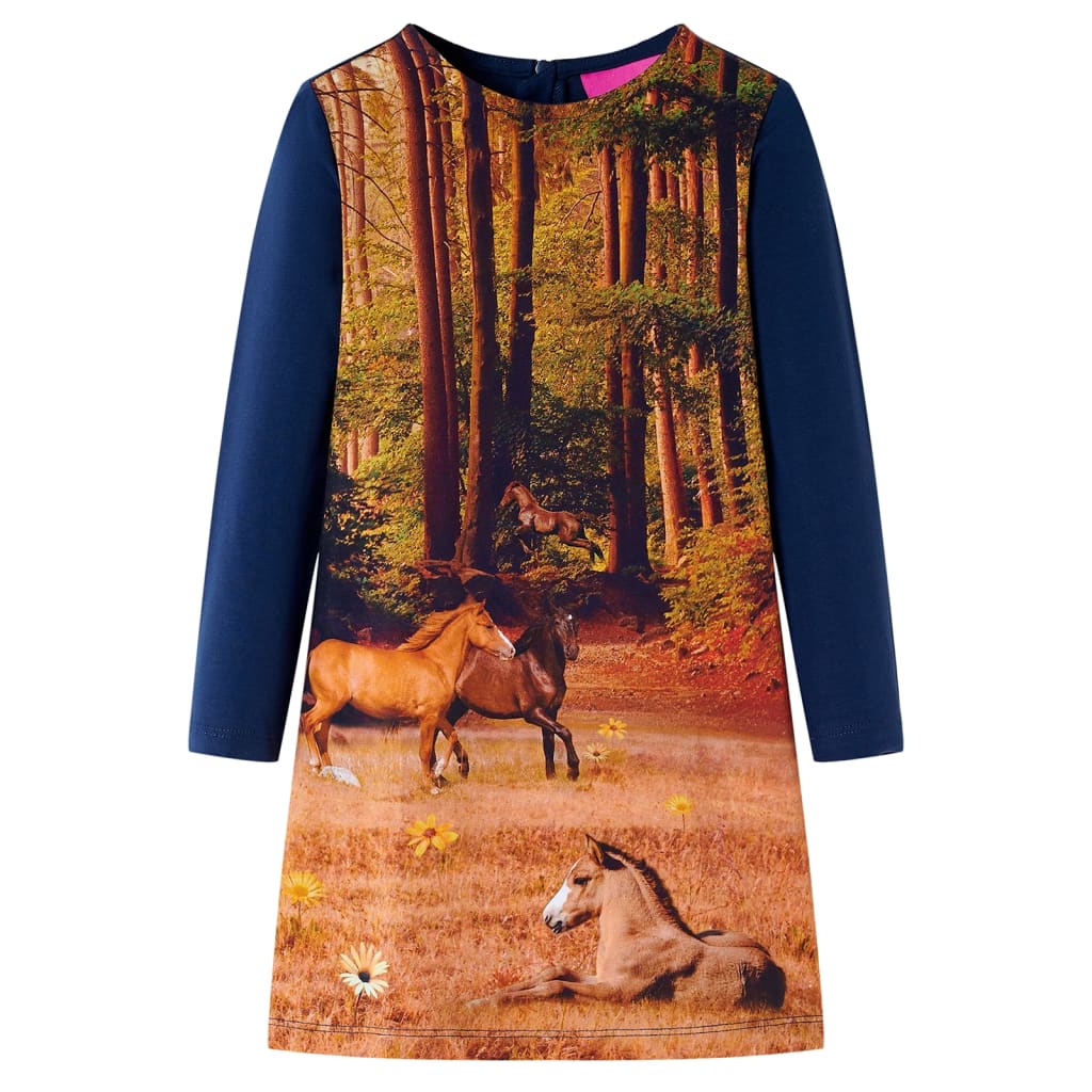 VidaXL Kinderkleid mit langen Ärmeln 116 Marineblau