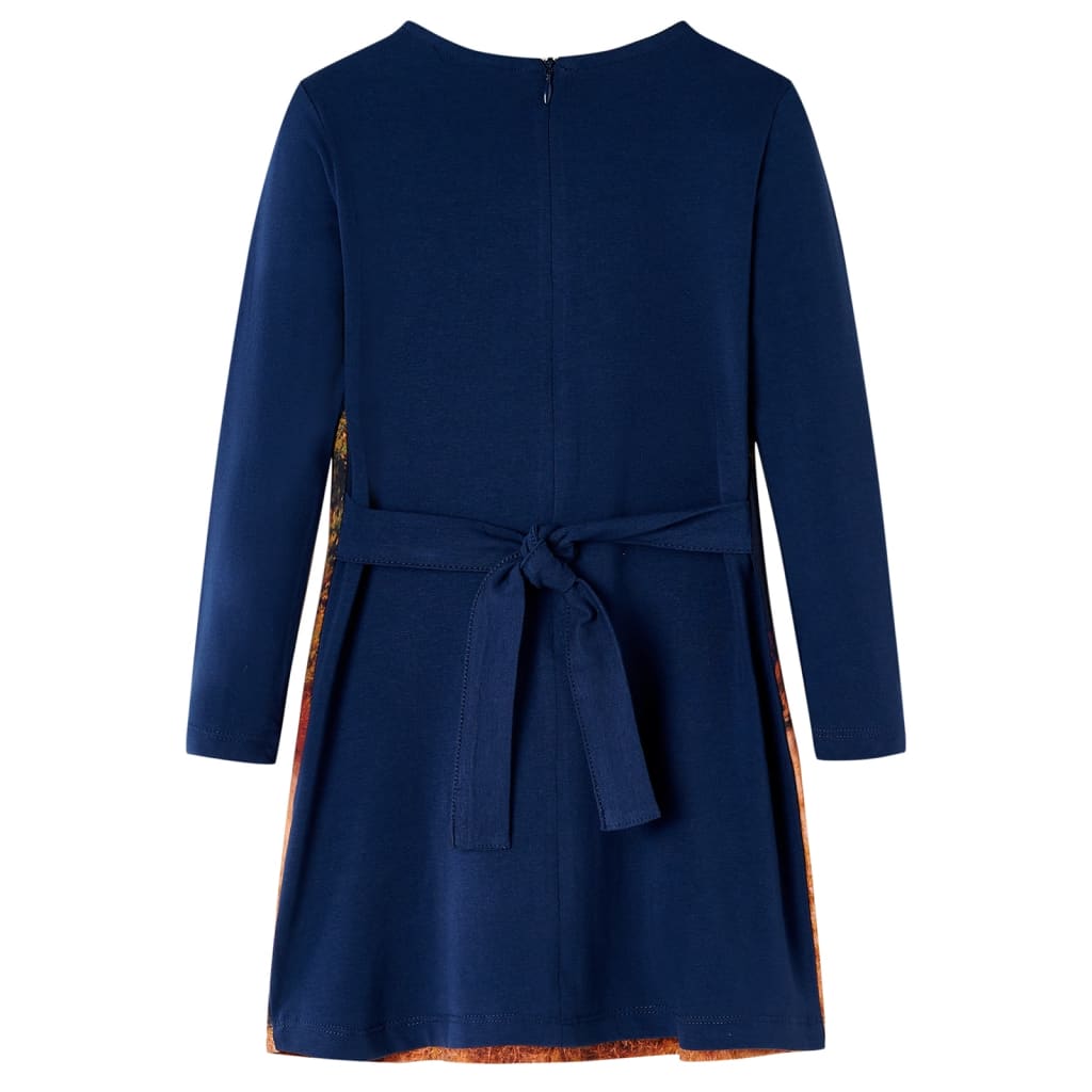VidaXL Kinderkleid mit langen Ärmeln 128 Marineblau