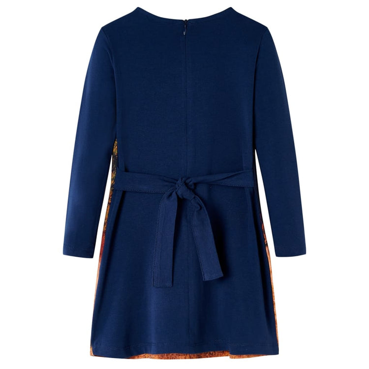 VidaXL Kinderkleid mit langen Ärmeln 128 Marineblau