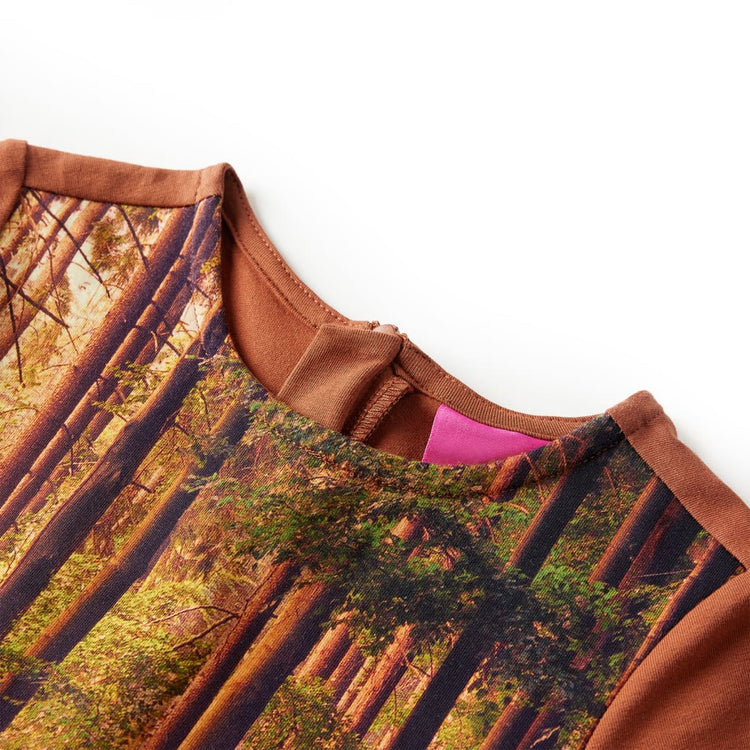 VidaXL Kinderkleid mit langen Ärmeln 92 cognacfarben