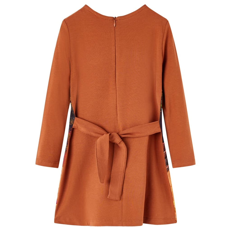 VidaXL Kinderkleid mit langen Ärmeln 104 cognacfarben