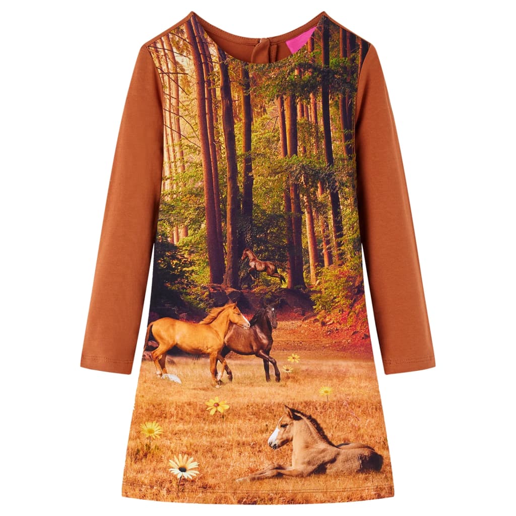VidaXL Kinderkleid mit langen Ärmeln 116 cognacfarben