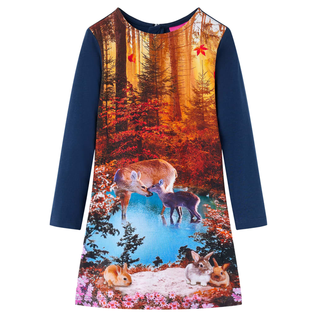 VidaXL Kinderkleid mit langen Ärmeln 116 Marineblau
