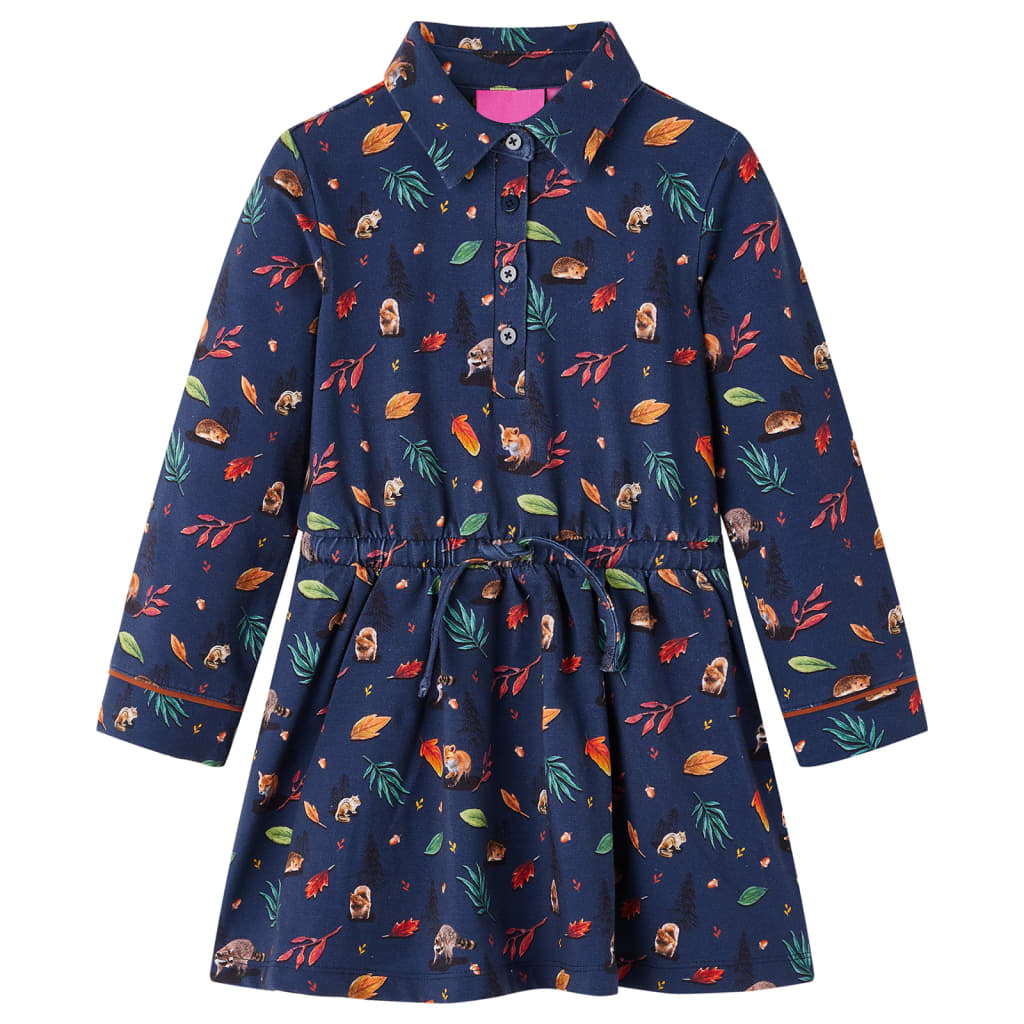 VidaXL Kinderkleid mit langen Ärmeln 104 Marineblau