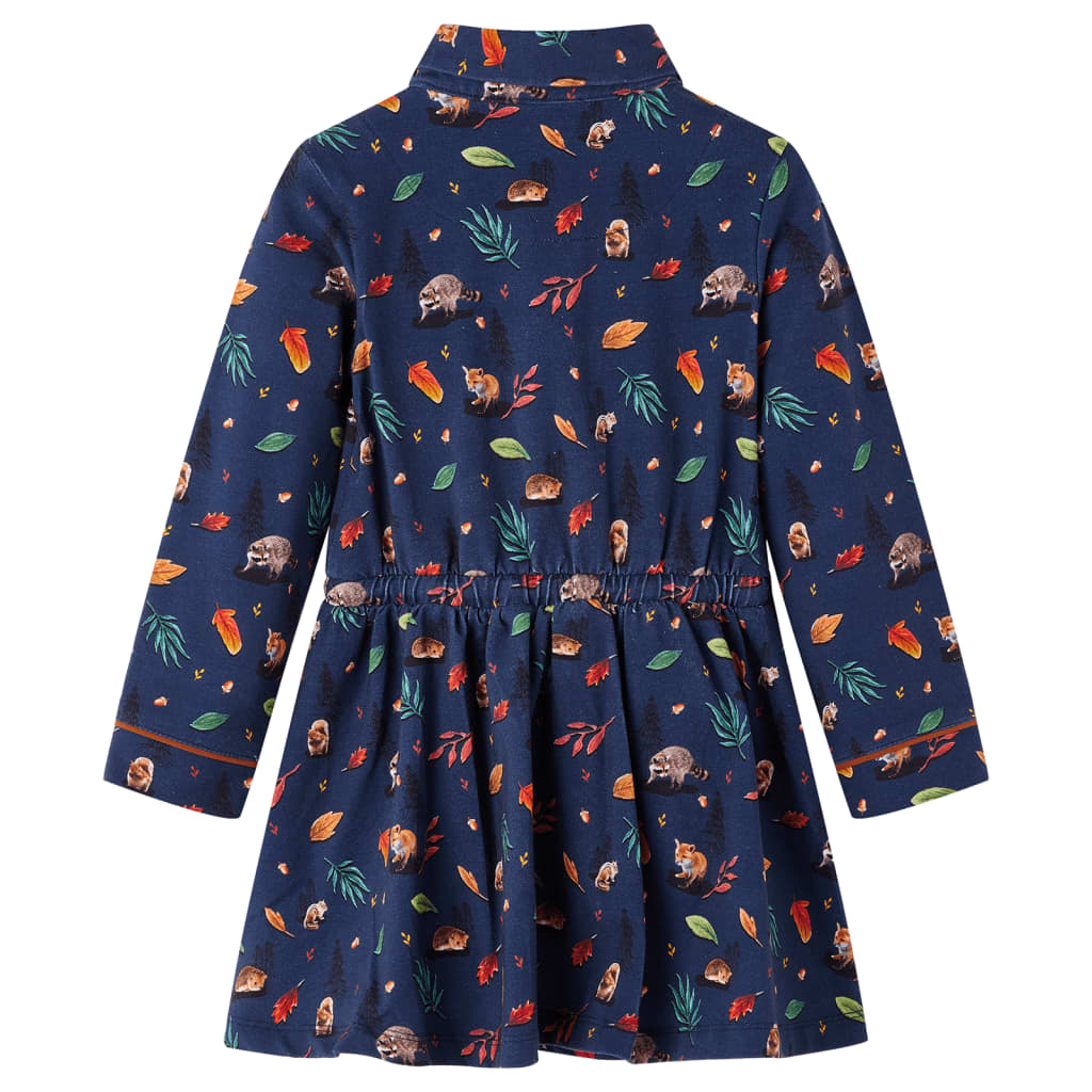 VidaXL Kinderkleid mit langen Ärmeln 104 Marineblau
