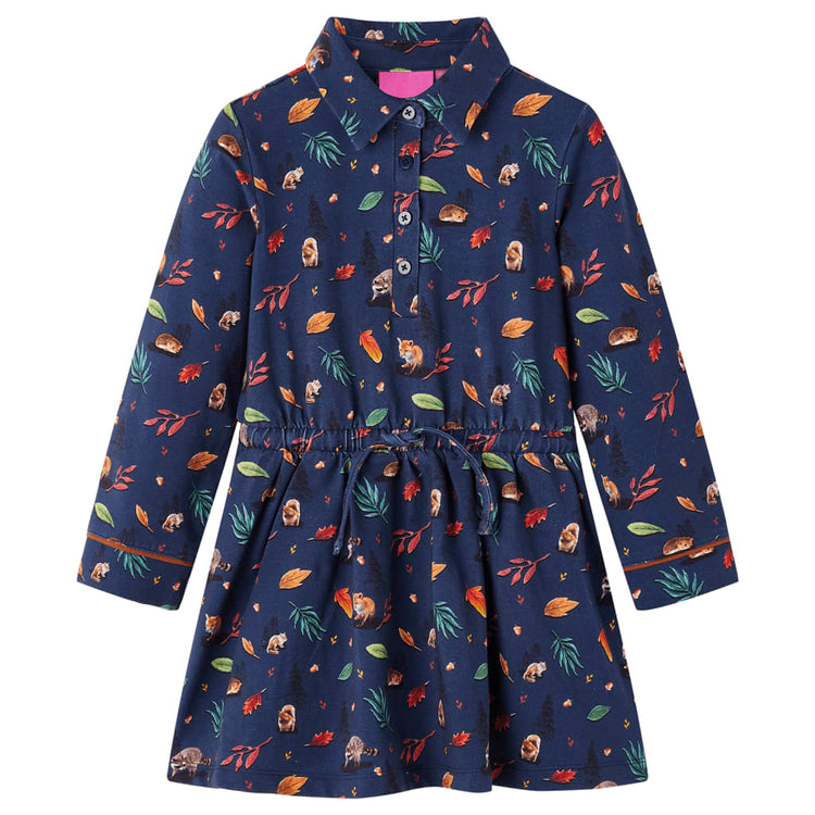 VidaXL Kinderkleid mit langen Ärmeln 116 Marineblau