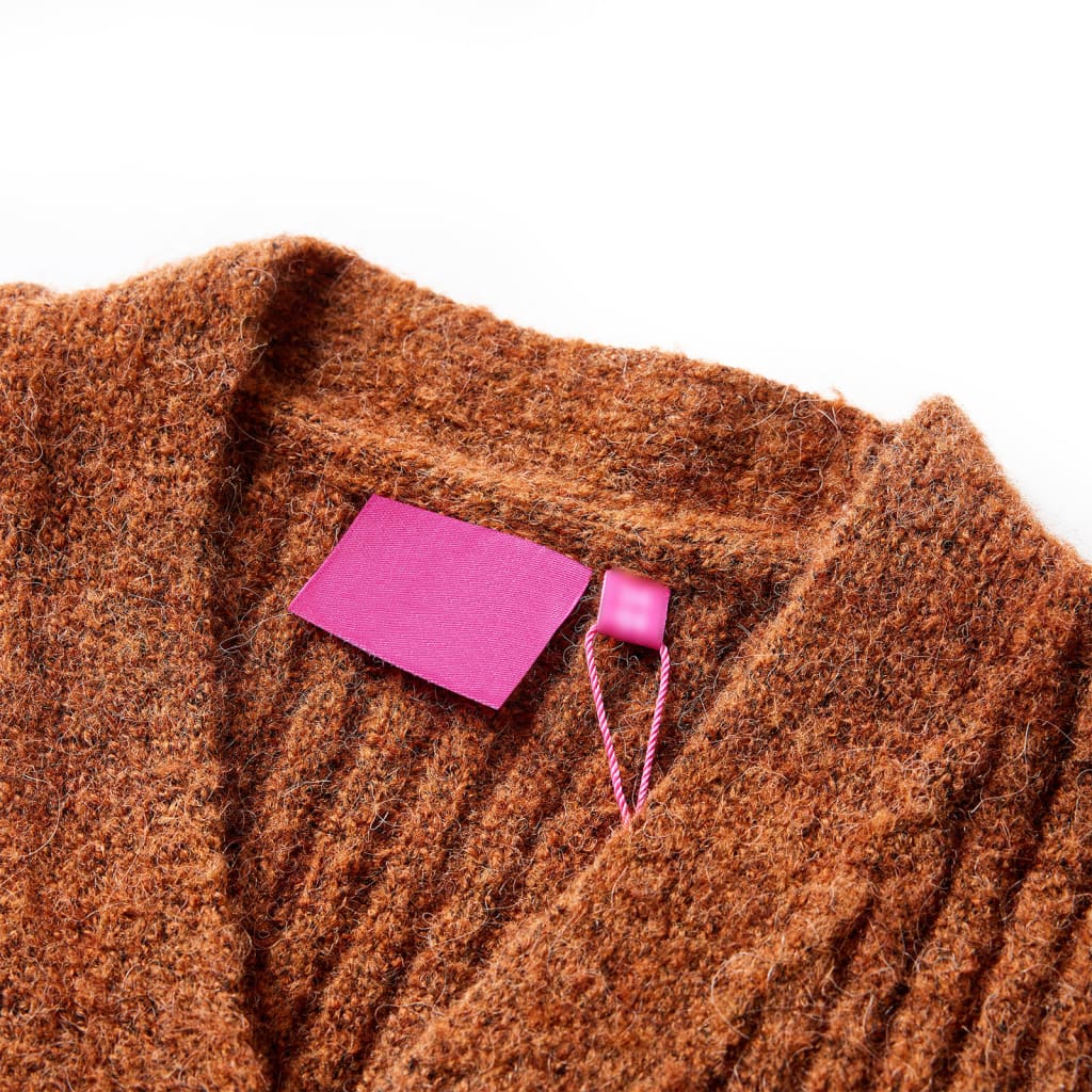 VidaXL Kinderstrickjacke 92 cognacfarben gestrickt
