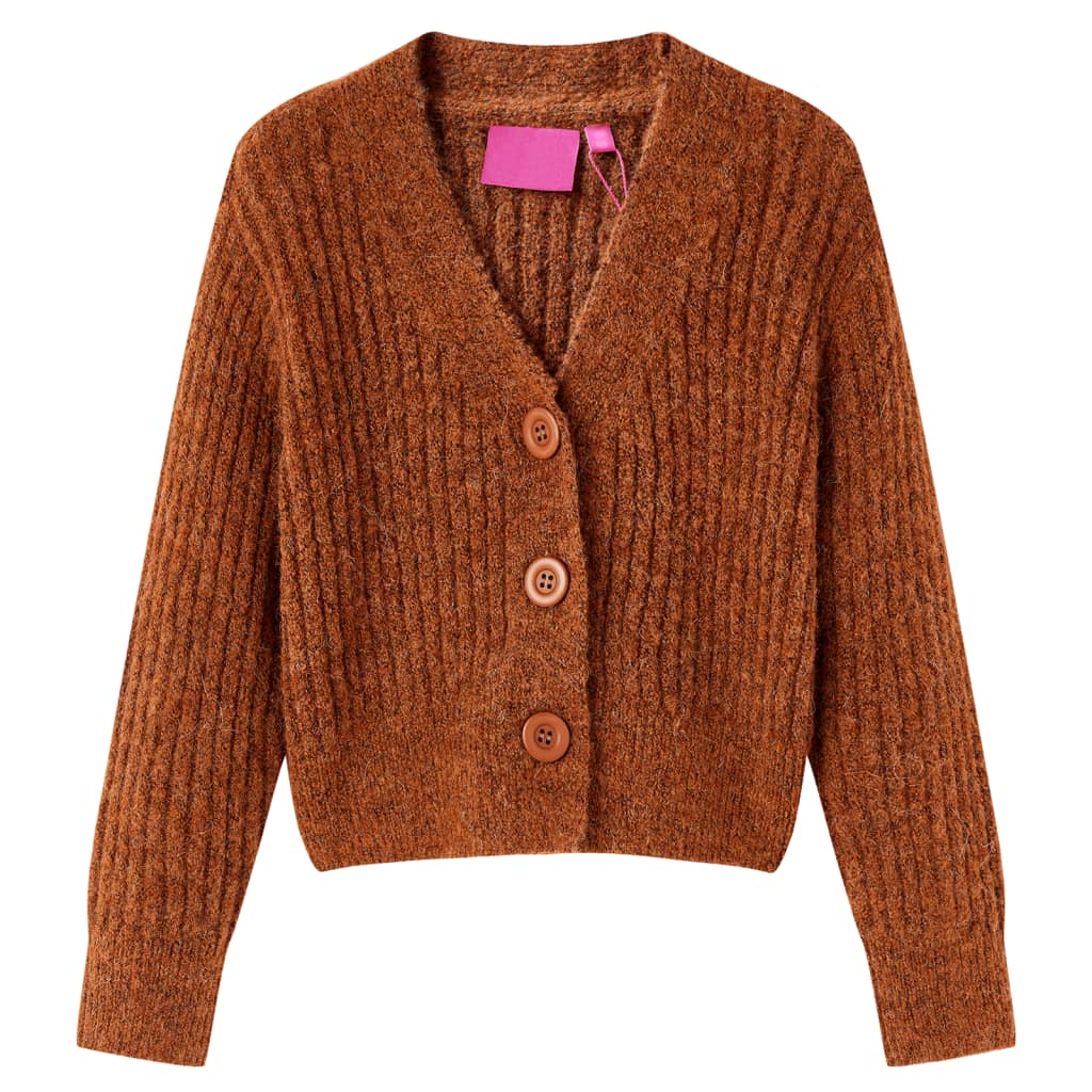Vidaxl Kinder-Cardigan gestrickt 104 cognacfarben