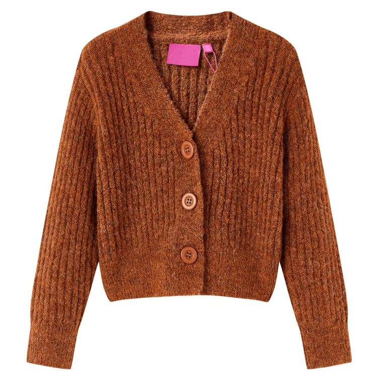 Vidaxl Kinder-Cardigan gestrickt 104 cognacfarben