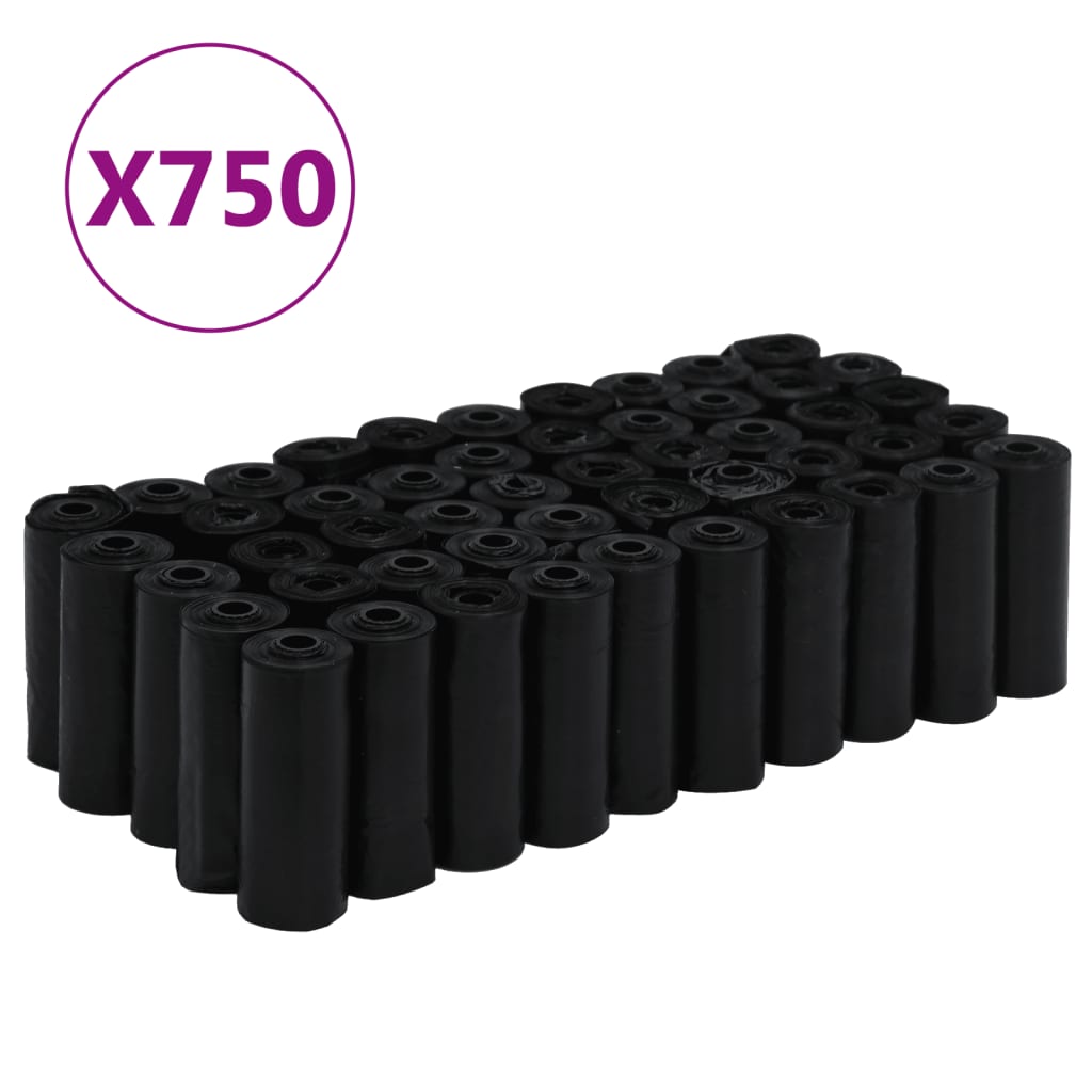 Vidaxl Hundekotbeutel 750 PCs 30x20 cm Polyethylen Schwarz