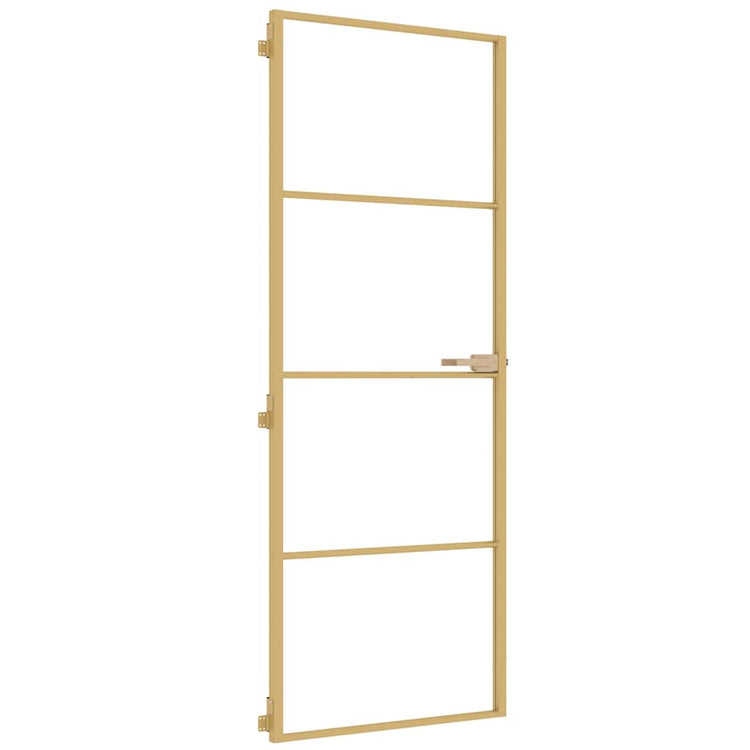 Vidaxl Innenür schmal 76x201,5 cm gehärtetes Glas und Aluminiumgoldfarbe