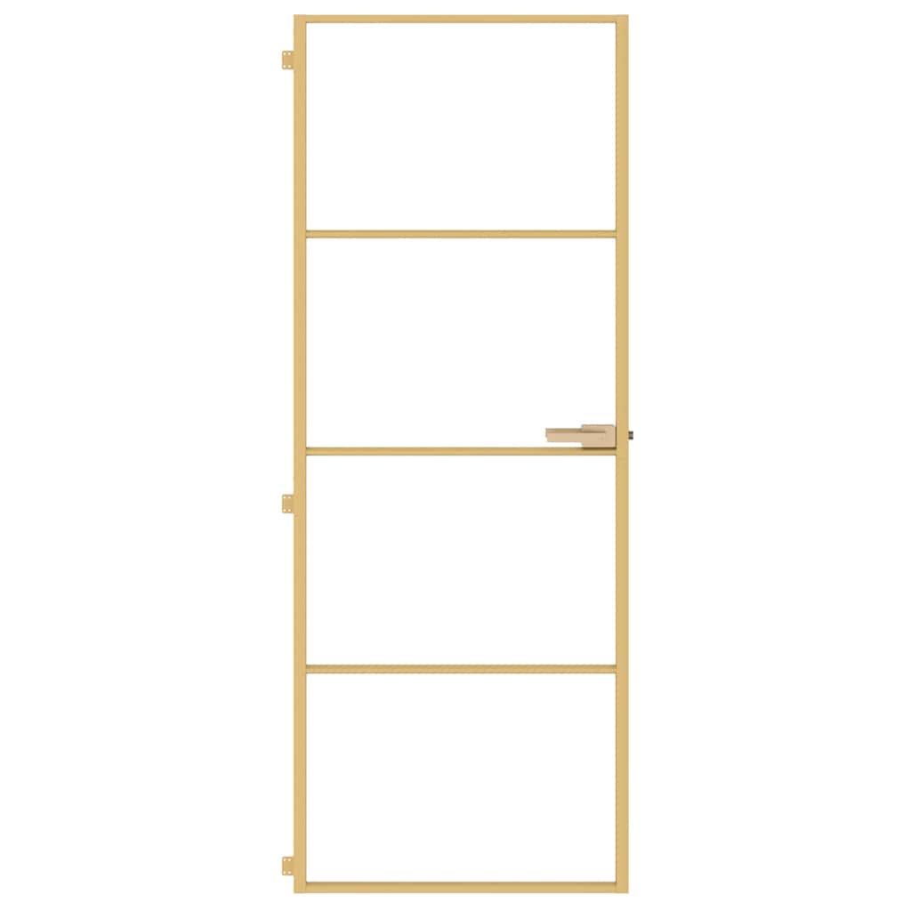 Vidaxl Innenür schmal 76x201,5 cm gehärtetes Glas und Aluminiumgoldfarbe