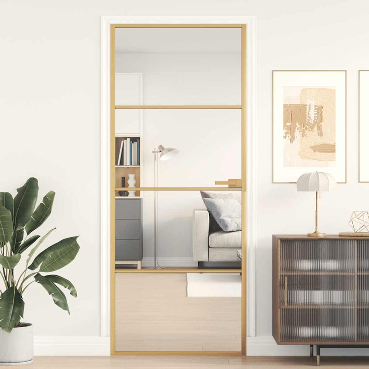 Vidaxl Innenür schmal 83x201,5 cm gehärtetes Glas und Aluminiumgoldfarbe