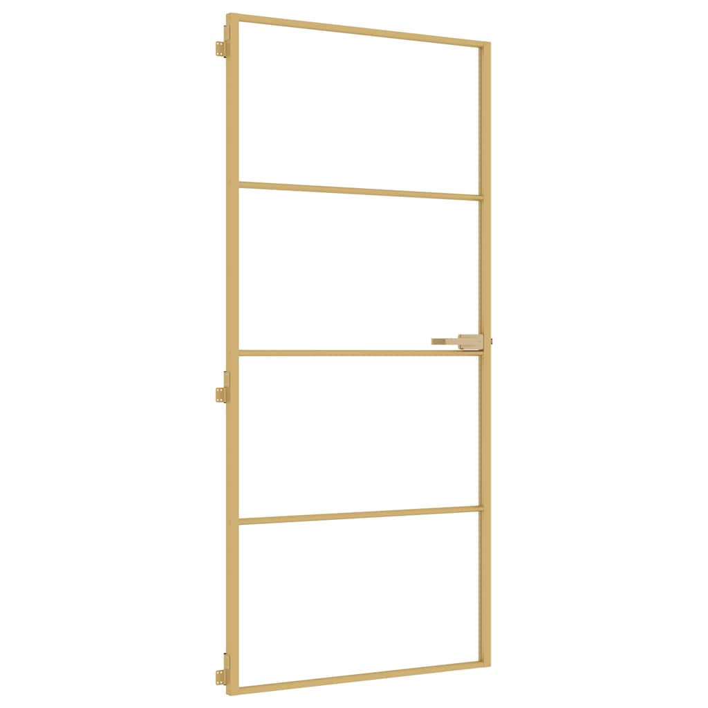 Vidaxl Innenür schmal 93x201,5 cm gehärtetes Glas und Aluminiumgoldfarbe