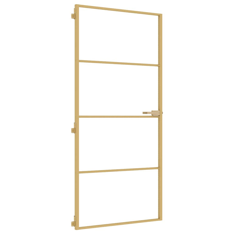 Vidaxl Innenür schmal 93x201,5 cm gehärtetes Glas und Aluminiumgoldfarbe