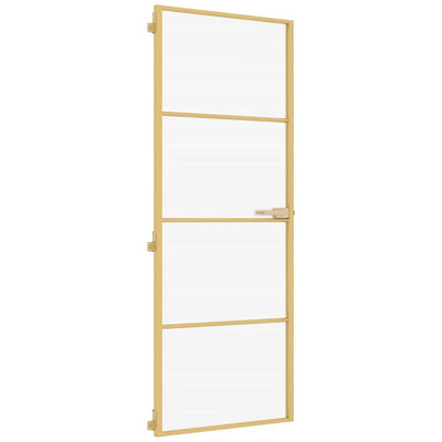 Vidaxl Innenür schmal 76x201,5 cm gehärtetes Glas und Aluminiumgoldfarbe