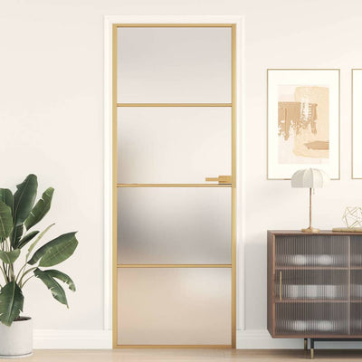 Vidaxl Innenür schmal 76x201,5 cm gehärtetes Glas und Aluminiumgoldfarbe