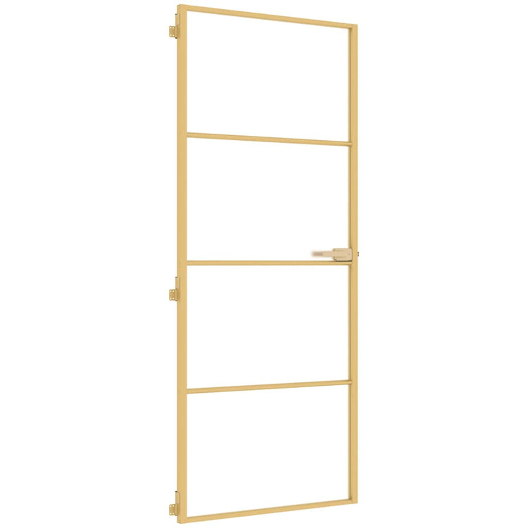 Vidaxl Innenür schmal 83x201,5 cm gehärtetes Glas und Aluminiumgoldfarbe