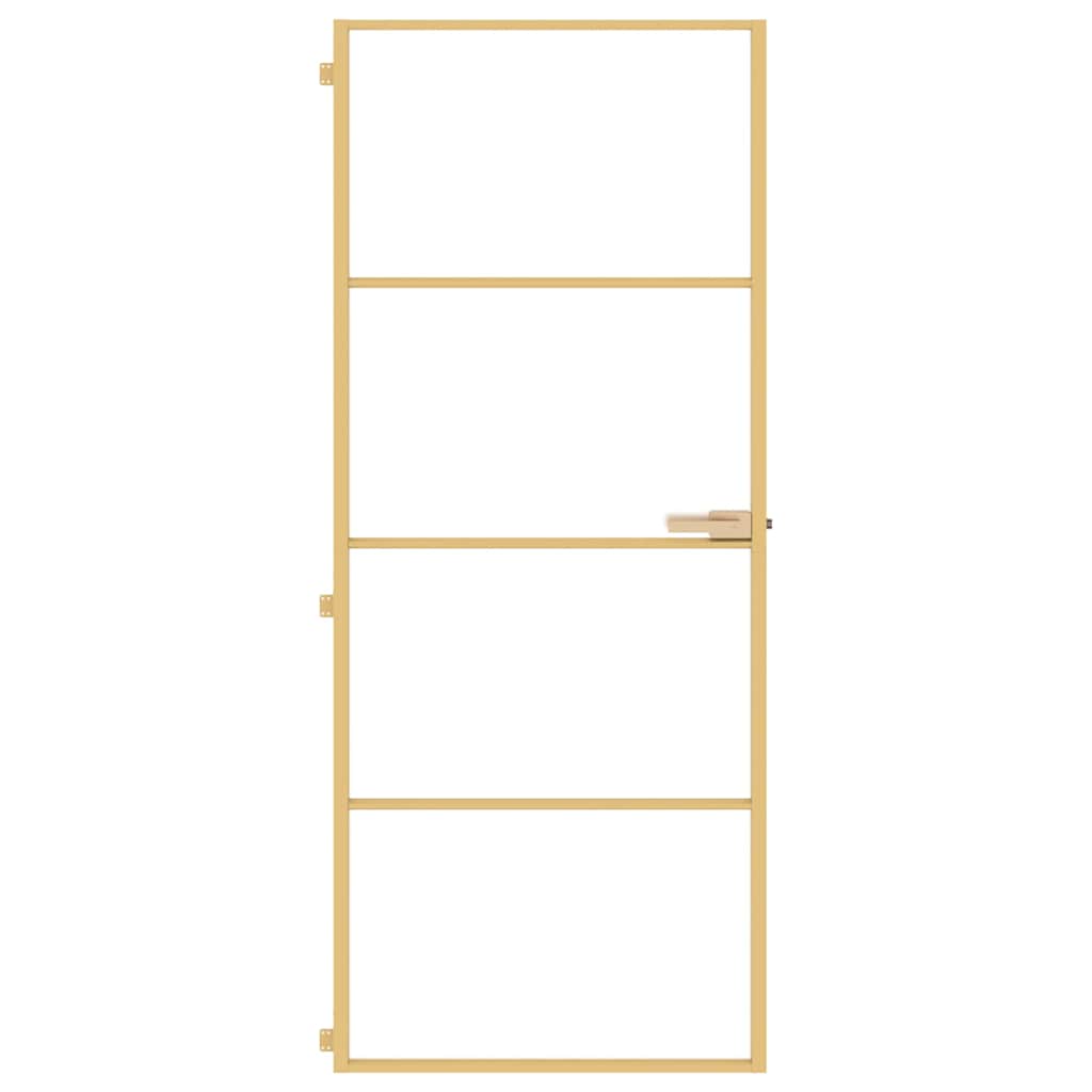 Vidaxl Innenür schmal 83x201,5 cm gehärtetes Glas und Aluminiumgoldfarbe