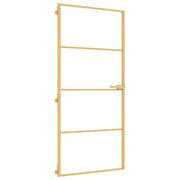 Vidaxl Innenür schmal 93x201,5 cm gehärtetes Glas und Aluminiumgoldfarbe - afbeelding 2