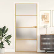 Vidaxl Innenür schmal 93x201,5 cm gehärtetes Glas und Aluminiumgoldfarbe - afbeelding 1