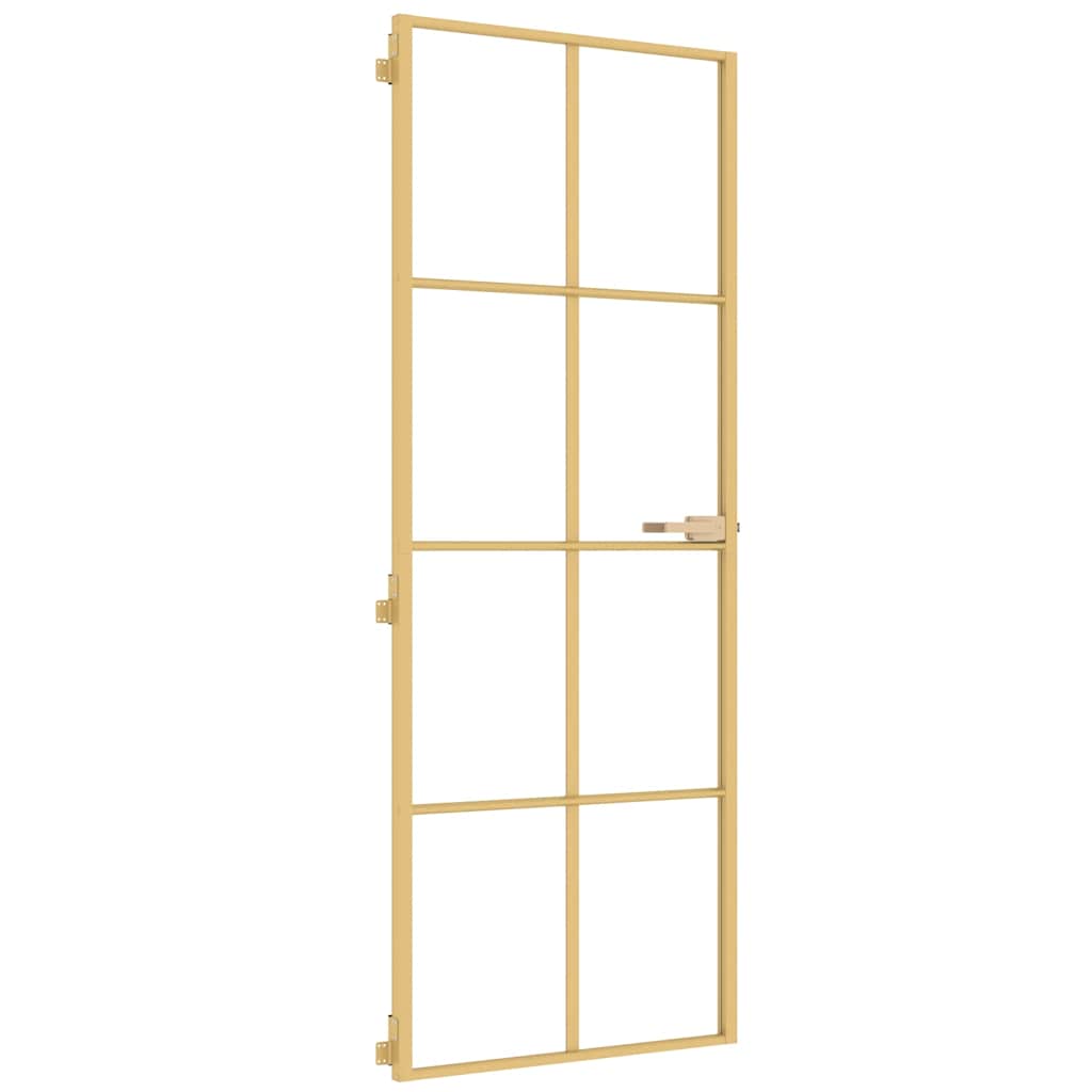 Vidaxl Innenür schmal 76x201,5 cm gehärtetes Glas und Aluminiumgoldfarbe