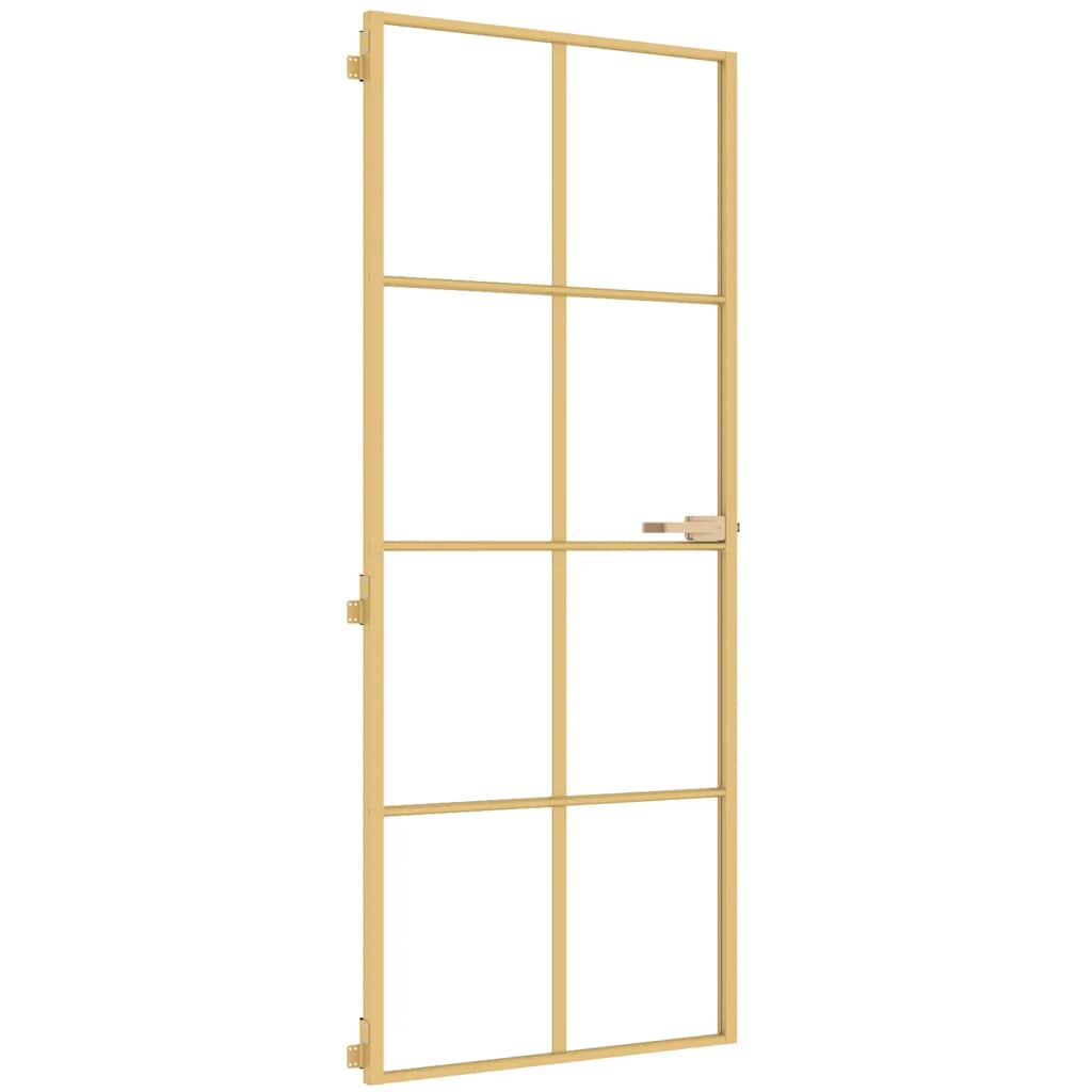Vidaxl Innenür schmal 83x201,5 cm gehärtetes Glas und Aluminiumgoldfarbe