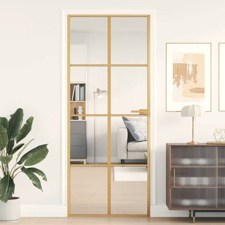 Vidaxl Innenür schmal 83x201,5 cm gehärtetes Glas und Aluminiumgoldfarbe