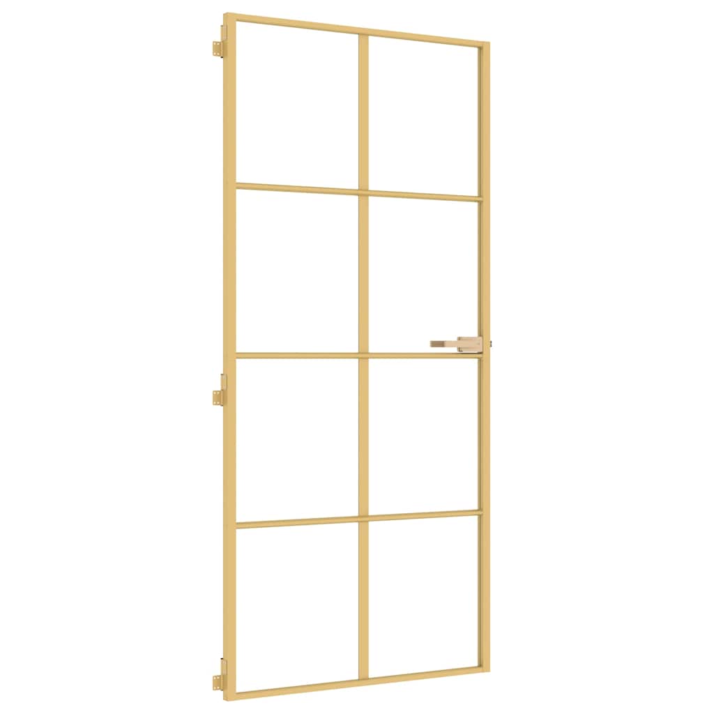 Vidaxl Innenür schmal 93x201,5 cm gehärtetes Glas und Aluminiumgoldfarbe