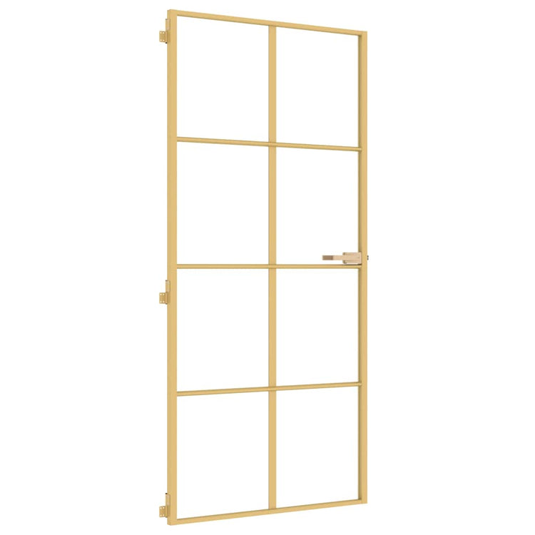 Vidaxl Innenür schmal 93x201,5 cm gehärtetes Glas und Aluminiumgoldfarbe