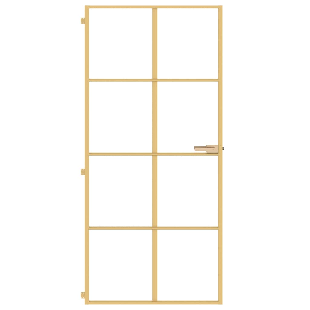 Vidaxl Innenür schmal 93x201,5 cm gehärtetes Glas und Aluminiumgoldfarbe