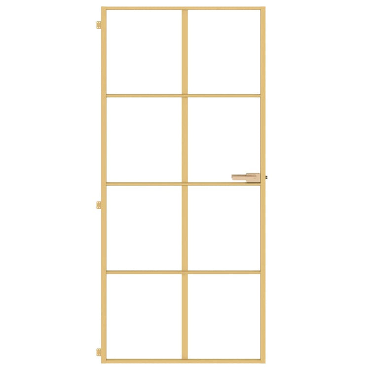 Vidaxl Innenür schmal 93x201,5 cm gehärtetes Glas und Aluminiumgoldfarbe