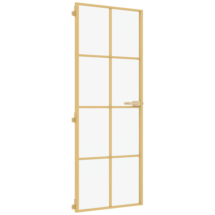 Vidaxl Innenür schmal 76x201,5 cm gehärtetes Glas und Aluminiumgoldfarbe