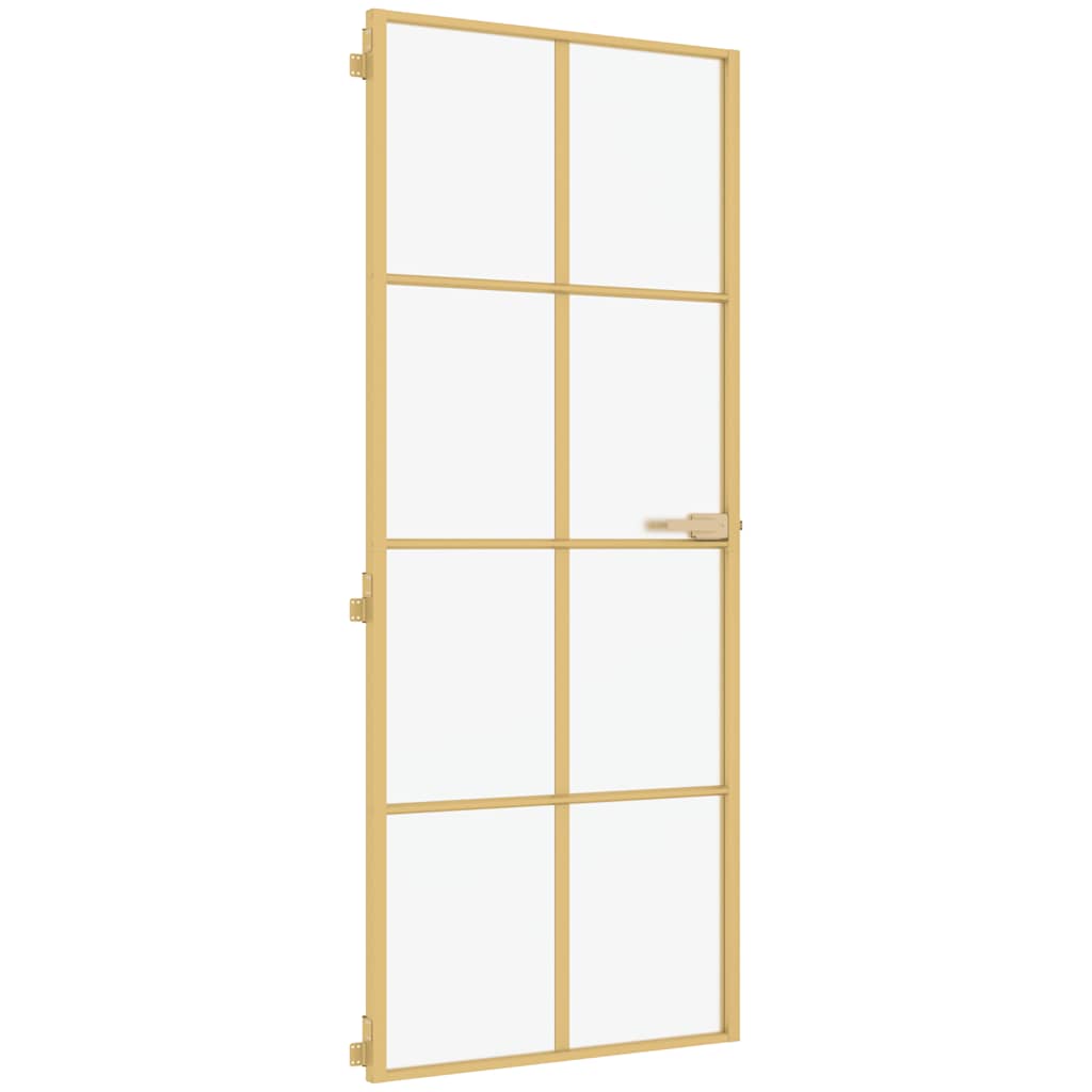 Vidaxl Innenür schmal 83x201,5 cm gehärtetes Glas und Aluminiumgoldfarbe