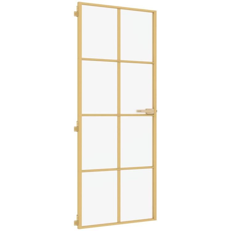 Vidaxl Innenür schmal 83x201,5 cm gehärtetes Glas und Aluminiumgoldfarbe