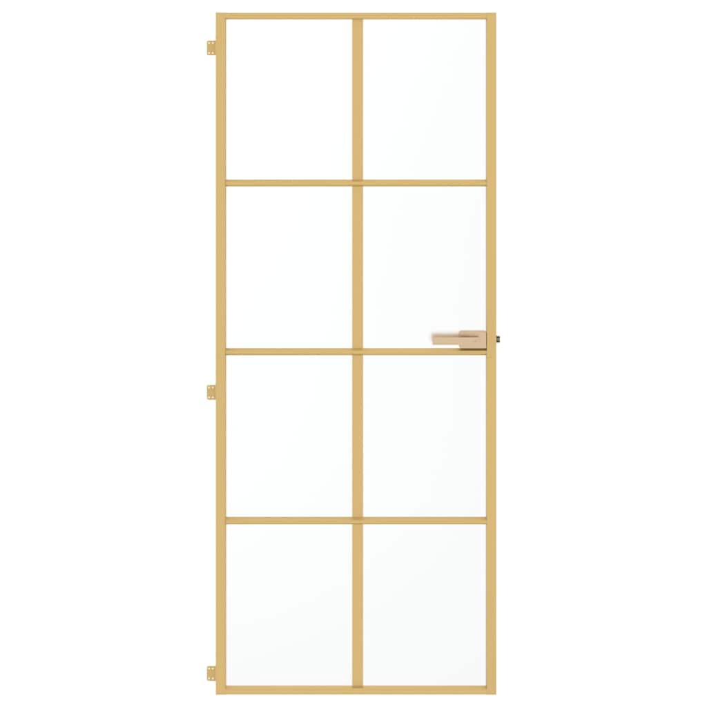 Vidaxl Innenür schmal 83x201,5 cm gehärtetes Glas und Aluminiumgoldfarbe