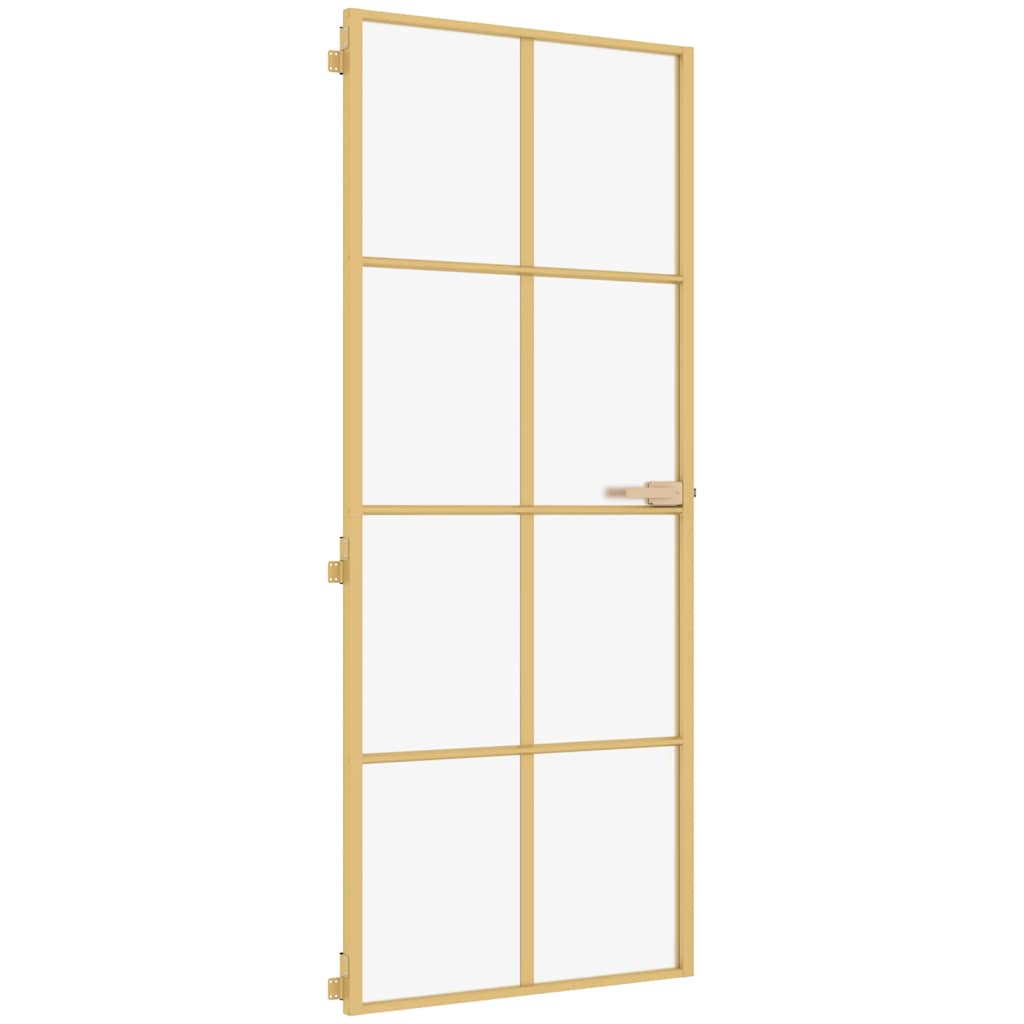 Vidaxl Innenür schmal 93x201,5 cm gehärtetes Glas und Aluminiumgoldfarbe