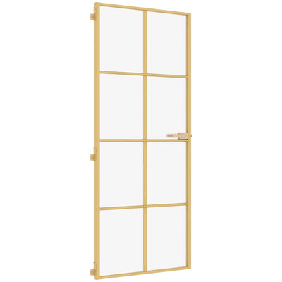 Vidaxl Innenür schmal 93x201,5 cm gehärtetes Glas und Aluminiumgoldfarbe