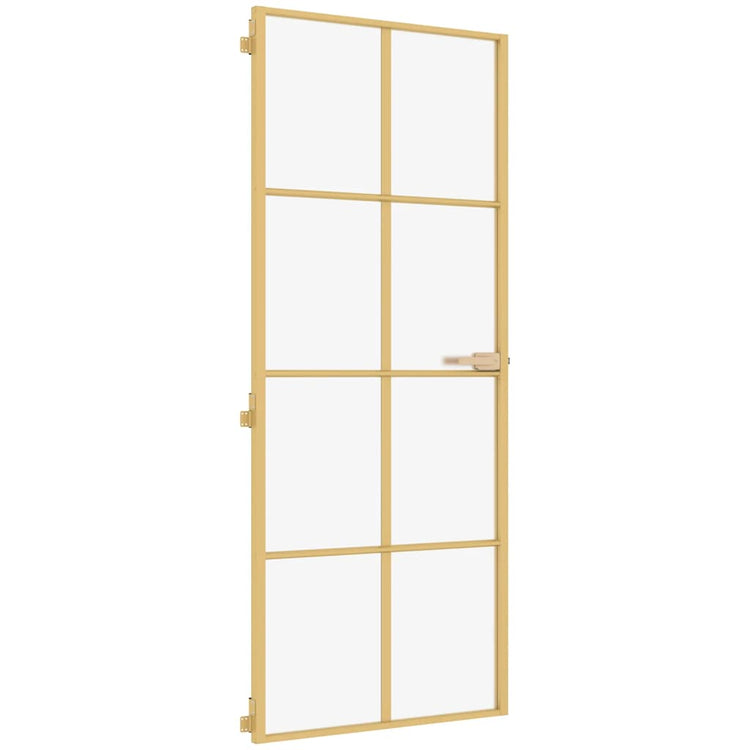 Vidaxl Innenür schmal 93x201,5 cm gehärtetes Glas und Aluminiumgoldfarbe