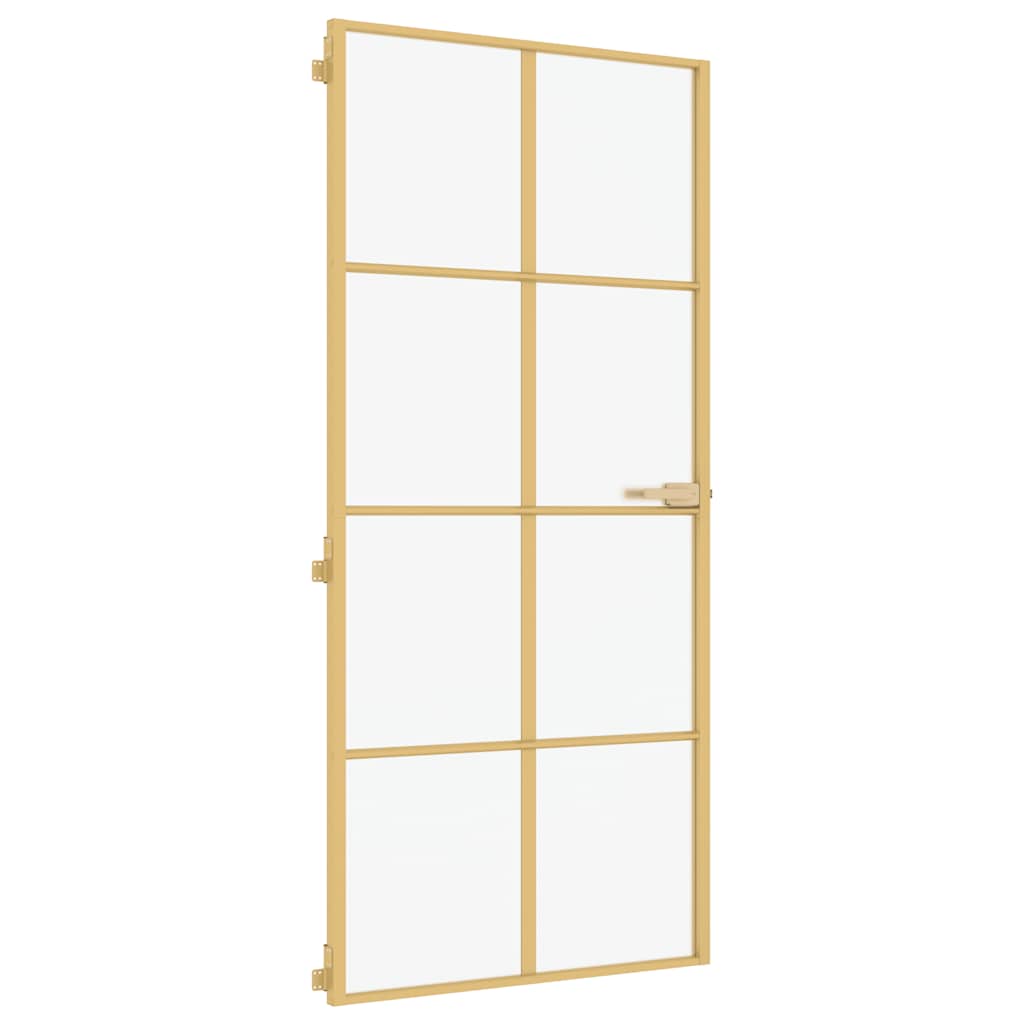 Vidaxl Innenür schmal 93x201,5 cm gehärtetes Glas und Aluminiumgoldfarbe