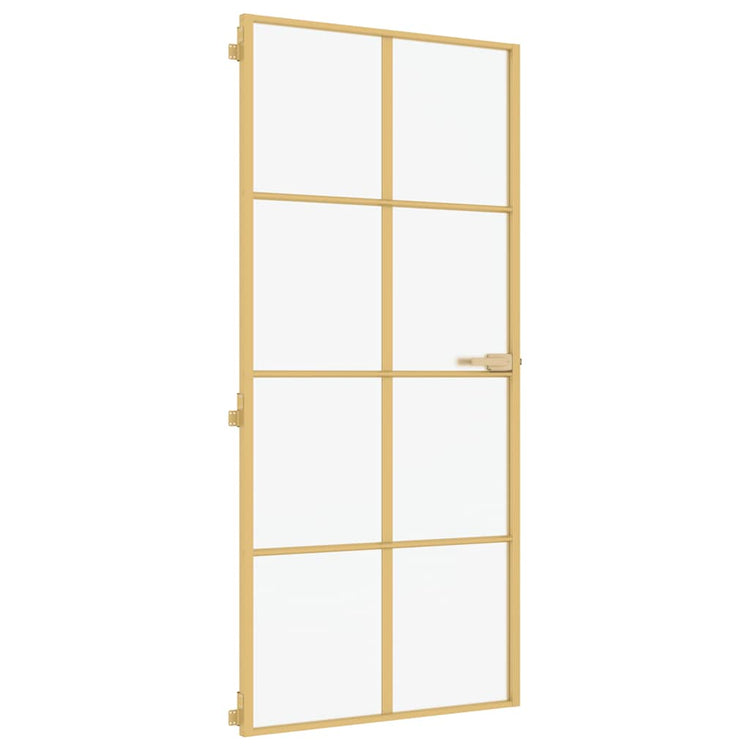 Vidaxl Innenür schmal 93x201,5 cm gehärtetes Glas und Aluminiumgoldfarbe