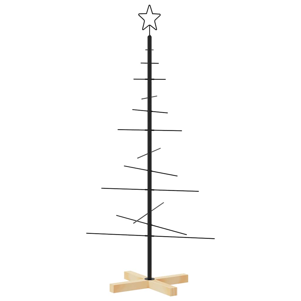 Vidaxl Weihnachtsdekoration Weihnachtsbaum mit Holzbasis 120 cm Metall Schwarz