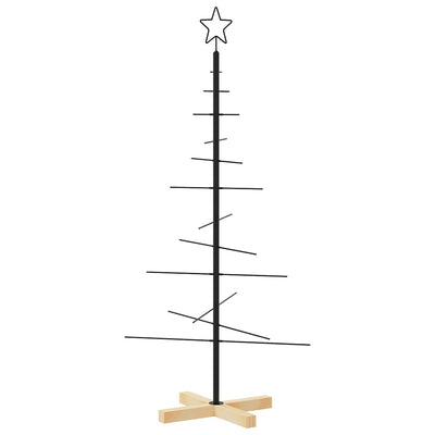 Vidaxl Weihnachtsdekoration Weihnachtsbaum mit Holzbasis 120 cm Metall Schwarz