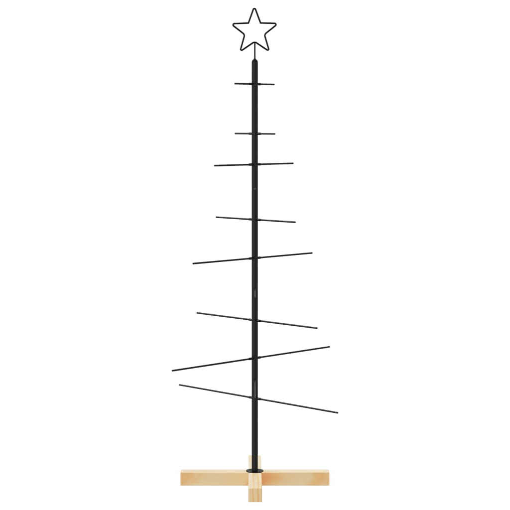 Vidaxl Weihnachtsdekoration Weihnachtsbaum mit Holzbasis 120 cm Metall Schwarz