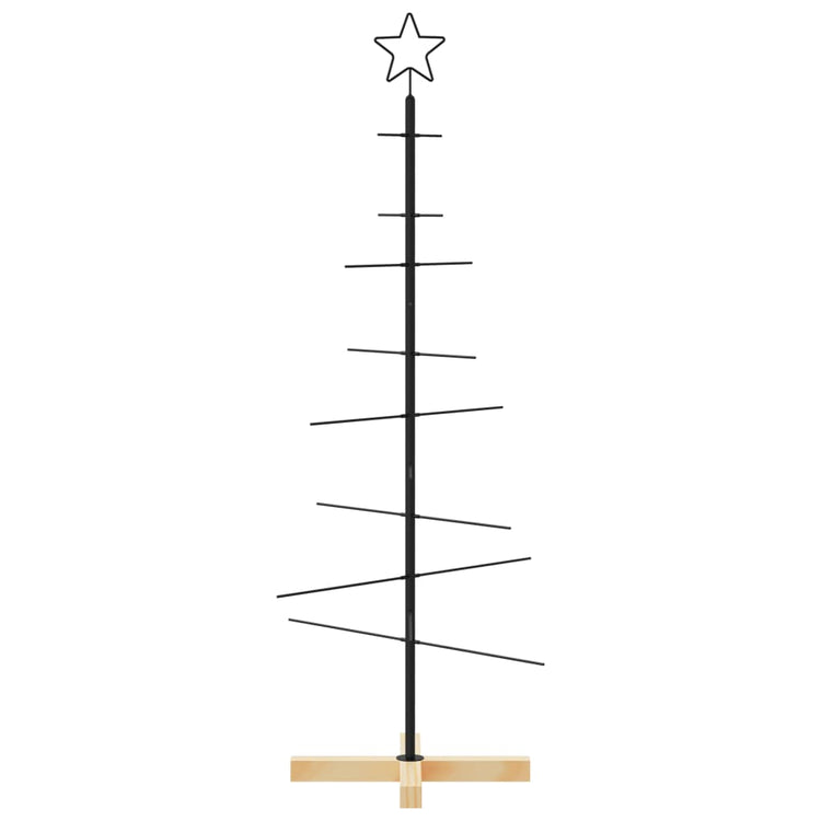 Vidaxl Weihnachtsdekoration Weihnachtsbaum mit Holzbasis 120 cm Metall Schwarz