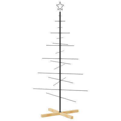VidaXL Weihnachtsdekoration Weihnachtsbaum mit Holzsockel 150 cm Metall Schwarz