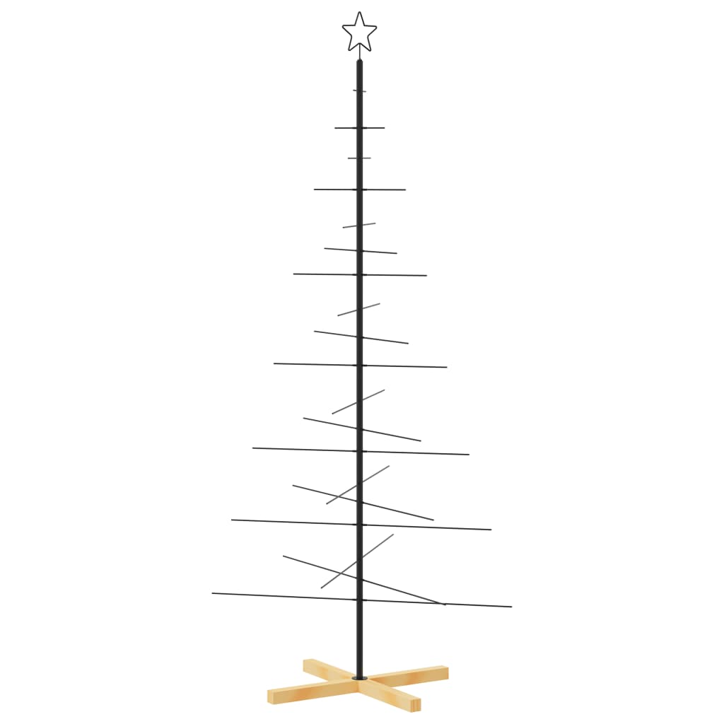 Vidaxx Weihnachtsdekoration Weihnachtsbaum mit Holzsockel 180 cm Metall Schwarz
