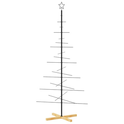 Vidaxx Weihnachtsdekoration Weihnachtsbaum mit Holzsockel 180 cm Metall Schwarz