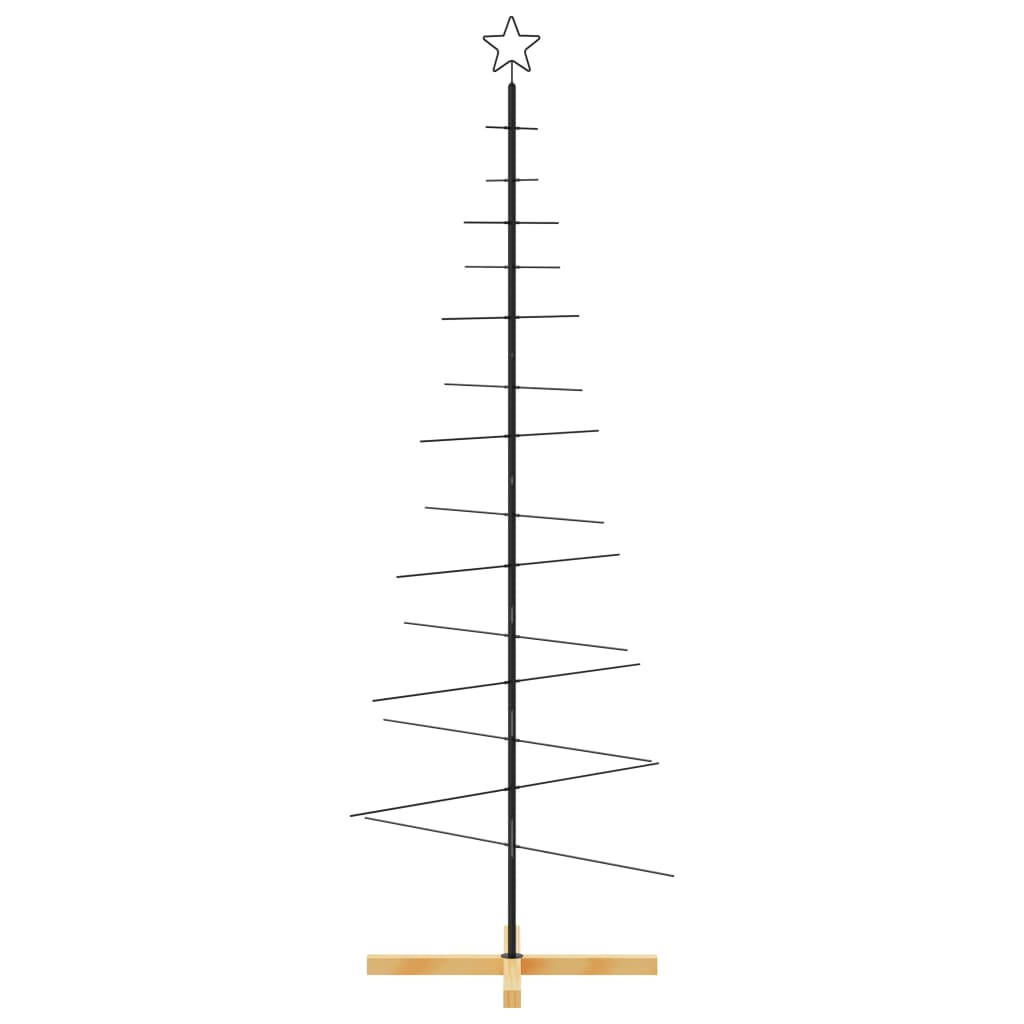 Vidaxx Weihnachtsdekoration Weihnachtsbaum mit Holzsockel 180 cm Metall Schwarz