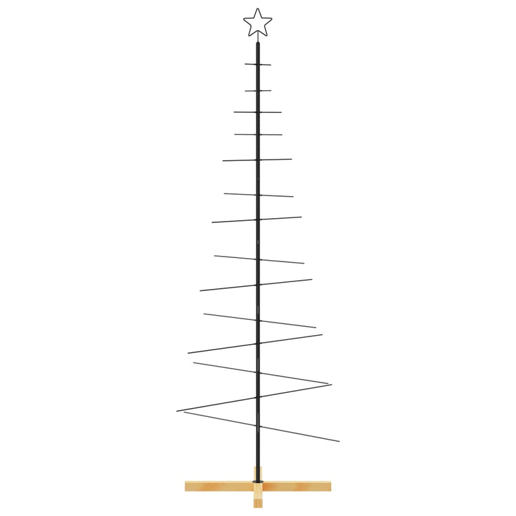 Vidaxx Weihnachtsdekoration Weihnachtsbaum mit Holzsockel 180 cm Metall Schwarz